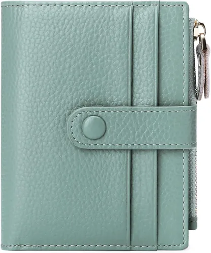 FALAN MULE - Carteras pequeñas para mujer con bloqueo RFID, carteras de cuero plegables y delgadas con cremallera y monedero para monedas, S,
