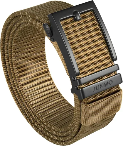Miniatura 10 de JUKMO Cinturón de golf de trinquete para hombres, cinturón táctico de tela de nailon con hebilla deslizante automática