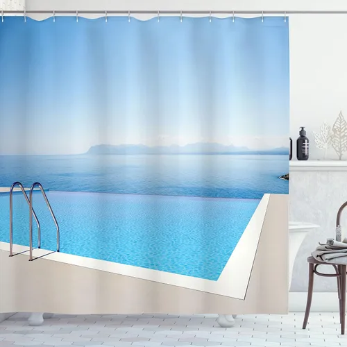 Miniatura 154 de set de cortina para baño decorativa de tela de poliéster con ganchos