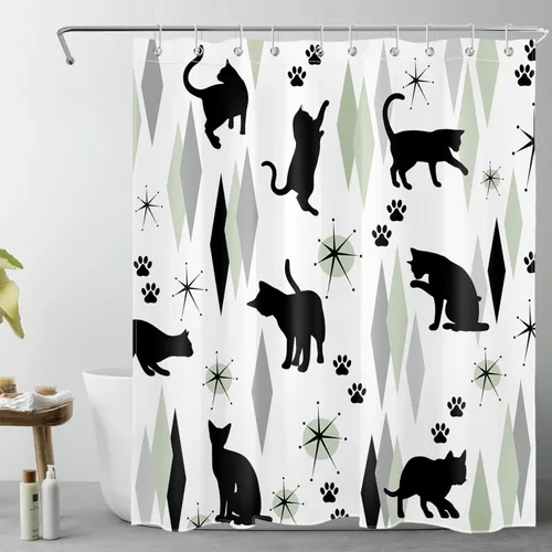 Miniatura 29 de EOBTAIN Cortina de ducha floral zen, lirio de agua blanca, mariposa y piedra zen gris, cortinas de ducha para baño, plantas, naturaleza, espiritual
