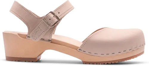 Miniatura 11 de Sandgrens Zuecos de madera sueca hechos a mano para mujer, sandalias de tacón bajo Zaragasso
