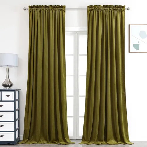 Miniatura 14 de Benedeco - Cortinas de terciopelo burdeos para ventana de dormitorio con pompón, cortinas de lujo súper suaves, oscurecimiento y aislamiento térmico