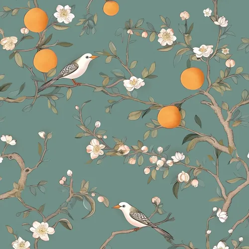 Miniatura 10 de Papel pintado verde floral Laatse de despegar y pegar, papel pintado de pájaros 17.5" x 78.7", papel de contacto floral vintage, impermeable