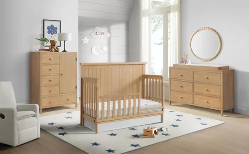 Miniatura 4 de Soho Baby Everlee - Kit de conversión de riel protector de cuna a cama infantil, madera de miel