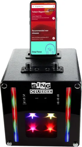 Miniatura 5 de Luces recargables de la máquina del karaoke del bluetooth y dos micrófonos, 5W (SINGCUBE01)