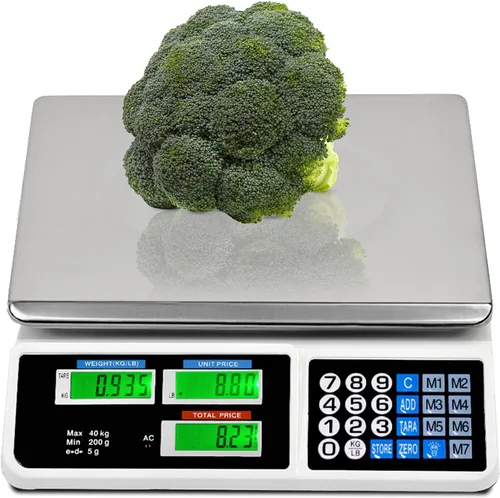 Miniatura 9 de C-CHAIN Escala de precio digital de 88LB Escala electrónica de precios de computación LCD Digital Comercial Alimentos Carne Escala