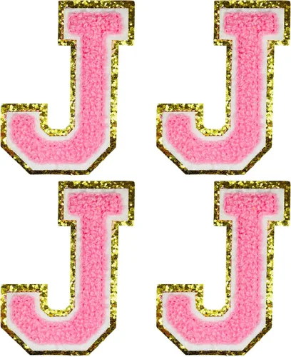 Miniatura 48 de Jongdari Letras termo-adhesivas de felpilla para ropa, parches de letras del alfabeto con brillantina para coser, con adhesivo planchado, 4 Blanco