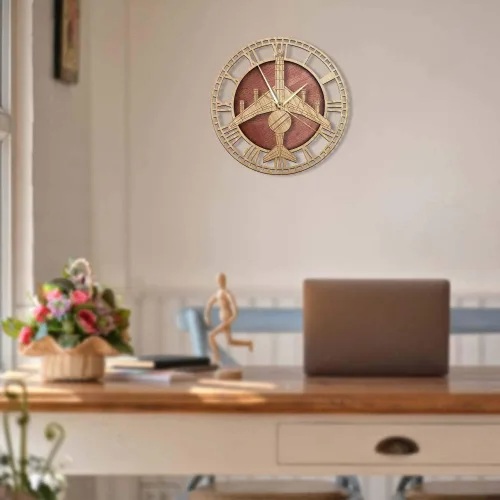 Miniatura 6 de The Geeky Days E-3 Sentry AWACS Reloj de pared de cuarzo silencioso Decoración del hogar Reloj de madera grabado de la Fuerza Aérea de los Estados