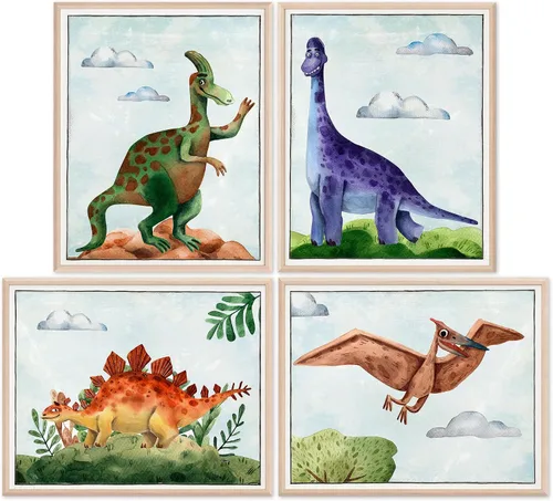 Miniatura 26 de DREAM BIG PRINTABLES Impresiones artísticas de acuarela de dinosaurios (juego de 4) – sin marco – 8 x 10 s El juego incluye tiranosaurio Rex