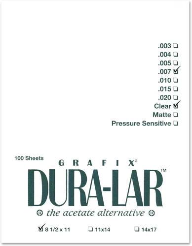 Miniatura 59 de Grafix Dura-Lar Película de 0.002", Ultra Transparente, Brillante 40" x 50', Material, Alternativa de Mylar/Acetato para, Plantillas y Plantillas