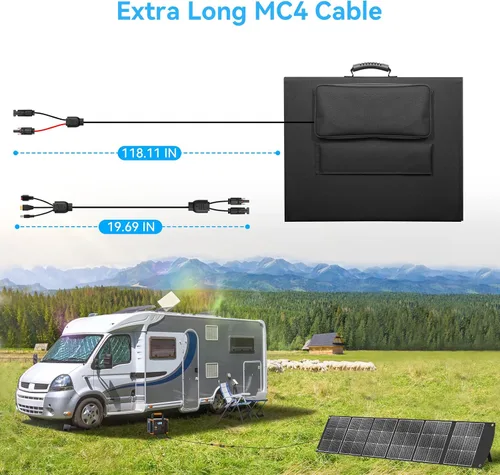 Miniatura 7 de 100W Panel Solar portátil CPC Material USB-C PD3.0 y 20V DC XT60 Anderson Lightweight, Foldable, USB-A/C Fast Charging, 3m DC Cable, IP65