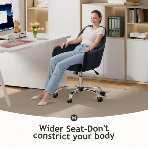 Miniatura 9 de Warmiehomy Silla de Escritorio de Terciopelo para Oficina en Casa, Silla de Trabajo Giratoria Ajustable Moderna, Sillas de Tocador para Mujeres