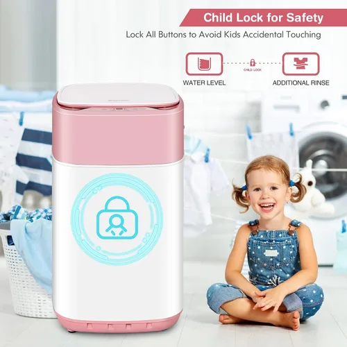 Miniatura 4 de COSTWAY Lavadora Portátil, Capacidad de 8 Libras, Bomba de Drenaje Integrada, Lavadora Compacta de Lavandería con 6 Programas, 6 Niveles de Agua