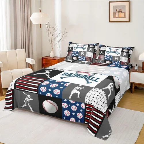 Miniatura 31 de Sábanas de baloncesto tamaño matrimonial con bolsillo profundo para niños, ropa de cama deportiva, juego de sábanas para atletas de baloncesto
