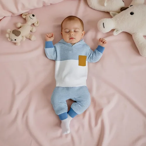 Miniatura 245 de Conjunto de ropa de otoño e invierno para bebé y niño, sudadera larga con capucha y pantalones para niños pequeños, 6, 12, 18, 24 meses, 2T