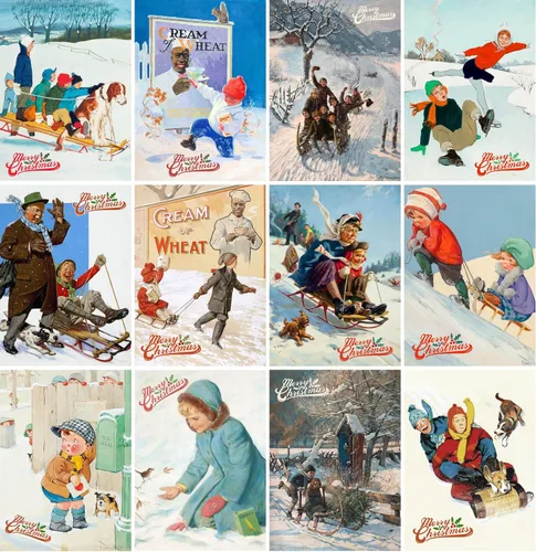 Miniatura 2 de PIXILUV Tarjetas de felicitación de Navidad 12 tarjetas de notas ~ Diversión en la nieve para niños y tiempo en familia ~ Reimpresión de postales