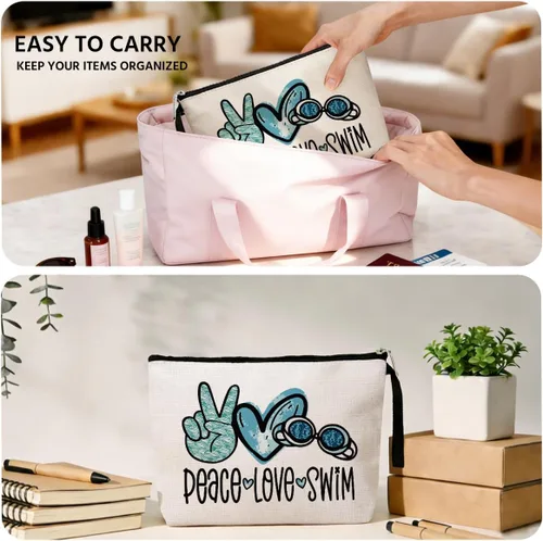 Miniatura 5 de Jztco Bolsa de natación divertida, regalos de natación para equipo, regalo de profesor de natación, bolsa de maquillaje para nadador, regalo