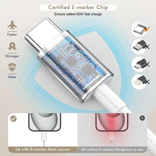 Miniatura 4 de Cargador para iPhone 16 y 15 de carga rápida, paquete de 2 cables USBC a C de 10 pies extra largo con 20 W Apple iPad USB C cargador rápido USB C