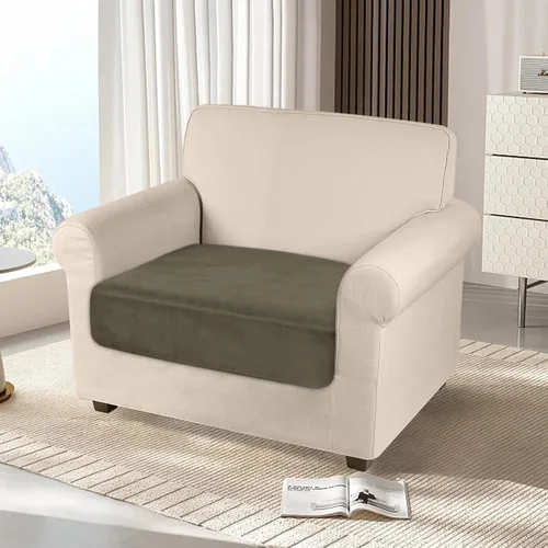 Miniatura 2 de NAISI Fundas de cojín para sofá, 1 pieza, de terciopelo, elásticas, para asiento o respaldo, fundas individuales suaves para sofá seccional