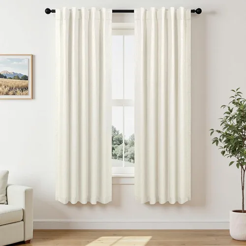 Miniatura 55 de Pitalk Cortinas cortas 100% opacas de lino para cafetería, 40 pulgadas de largo, 2 paneles, cortinas de puerta francesa para ventana, cortina