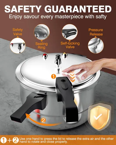Miniatura 2 de WantJoin Olla a presión de aluminio de 4 cuartos con válvula de liberación y múltiples dispositivos de protección, recipiente a presión compatible