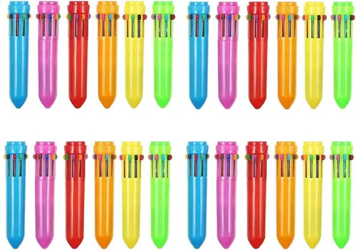 Kaptin Paquete de 36 mini bolígrafos de plástico neón, bolígrafos retráctiles, bolígrafos multicolores, suministros escolares de oficina para niños