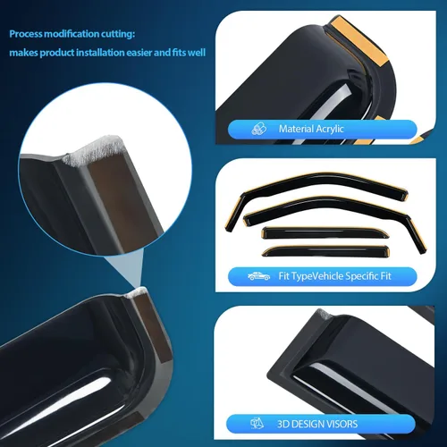 Miniatura 2 de Nilight protectores de lluvia para canal para Ram 1500 2009 2010 2011 2012 2013 2014 2015 2016 2017 2018 Crew Cab, 2019-2023 Ram 1500 Classic Body