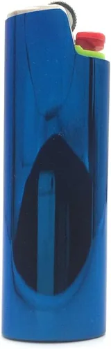 Funda para Encendedor de Metal con Superficie Espejo Color Azul para Encendedor BIC Tamaño Completo Tipo J6