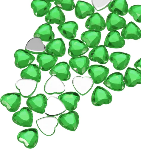 Miniatura 29 de MECCANIXITY 60 calcomanías acrílicas de diamantes de imitación de corazón de 0.315 in con parte trasera plana, gemas de plástico para manualidades