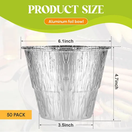 Miniatura 2 de meekoo Bandeja de revestimiento de cubo de grasa, 50 piezas de papel de aluminio, accesorios de parrilla para atrapar grasa, plateado, desechable
