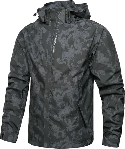 Chaqueta impermeable ligera para hombre, chaqueta impermeable con capucha para exteriores, senderismo, cortavientos
