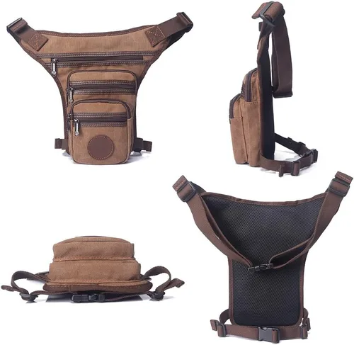 Miniatura 7 de Drop Leg Bag Military Tactical Motorcycle Ride Crossbody Backpack Cross Outdoor Bike Cycling Hiking Thigh Bag Waist Pouch for Men Khaki