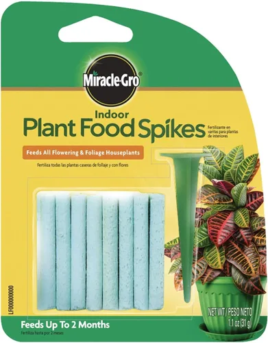 Miracle-Gro Pinchos de alimento para plantas de interior, incluye 24 pinchos - Alimentación continua para todas las plantas de flores y follaje de