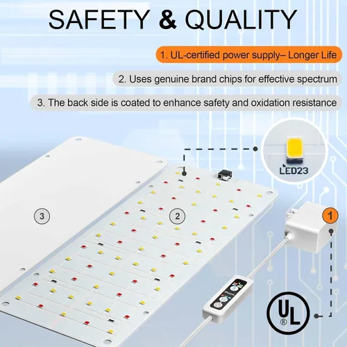 Miniatura 7 de Panel de luz de cultivo para plantas de interior, luz LED ultrafina de espectro completo de 20 W para estante y gabinete, regulable con temporizador