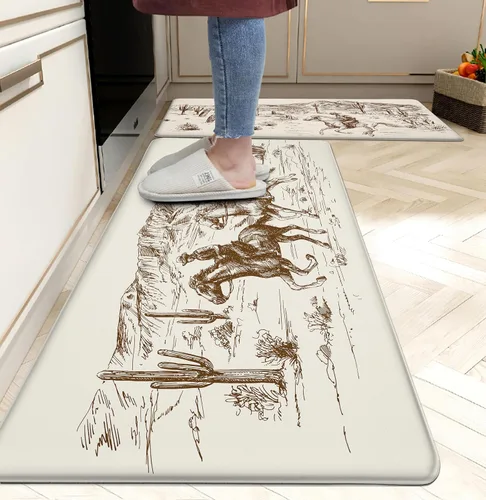 Miniatura 22 de weesire Alfombra de Cocina Verde Tapetes Anti Fatiga para Piso de Cocina Alfombras de Cocina Verde Salvia Floral Hierbas Espuma Viscoelástica Tapete
