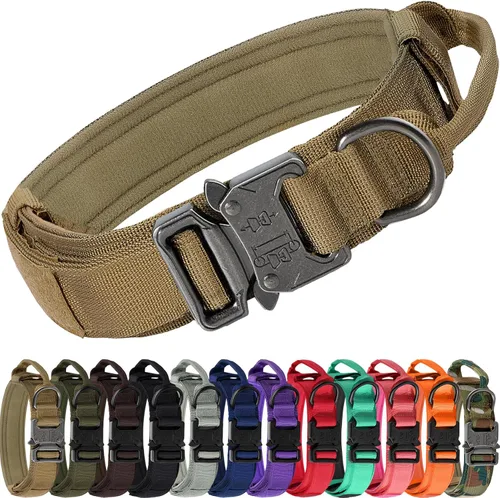 Miniatura 11 de Joytale Collar táctico para perro con asa, collar militar ajustable y resistente con 2 parches para entrenamiento, adecuado para perros medianos
