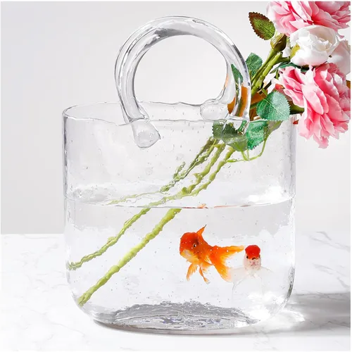 Miniatura 12 de Purse Vase for Flowers, Unique Flower Vase Purse Vase Flower Handbag Unique Flower Vase, Decor Glass Vase for Photo/Birthday/Home Décor,Style1-Blue