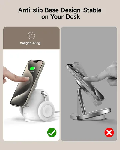 Miniatura 5 de SwanScout Estación de carga para cargador MagSafe, cargador inalámbrico 3 en 1 para iPhone 17/Air/16/15/14/13/12 Series, para Apple Watch y Air