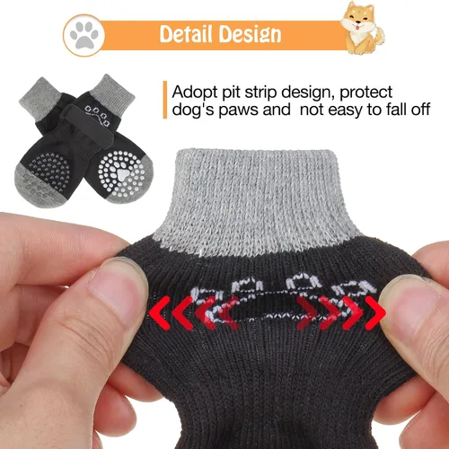 Miniatura 4 de SCENEREAL 6 piezas de calcetines antideslizantes para perros para prevenir lamido de patas para pavimento caliente/frío, calcetines de agarre