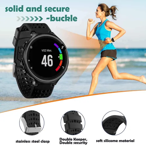 Miniatura 4 de GVangel - Correa compatible con reloj inteligente Garmin Forerunner 235, correa de silicona suave de repuesto para 220/230/235/620/630/735XT/235