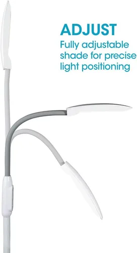 Miniatura 7 de OttLite Lámpara de pie LED con puerto USB y soporte para tableta, diseño blanco moderno, luz de pie LED ClearSun, cargador USB, controles activados