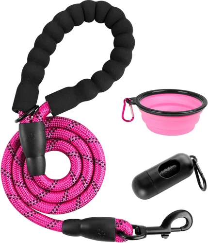 Miniatura 32 de BARKBAY Correas de perro para perros grandes, correa resistente de 4/5/6 pies con cómodo mango acolchado e hilos altamente reflectantes para perros