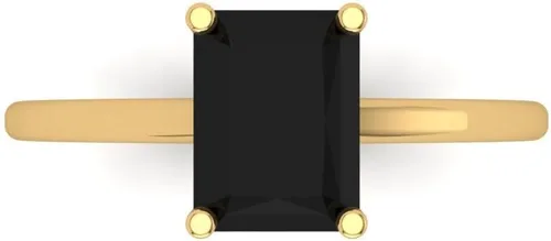 Anillo de 2.0 quilates de talla esmeralda brillante con solitario de ónice negro natural impecable, ideal para VVS1, 4 puntas, compromiso, boda,