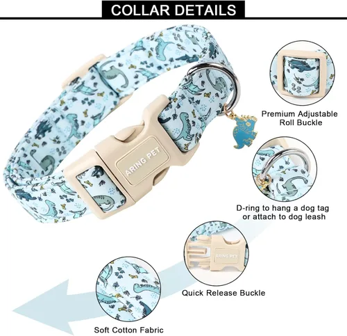Miniatura 31 de Aring Pet Collar de algodón, lindo, con hebilla de liberación rápida, para bodas, para perros pequeños, medianos y grandes, rosa Terciopelo rosa