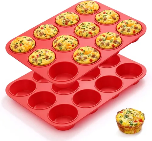 CAKETIME Moldes de silicona para magdalenas para hornear, molde de tamaño regular para magdalenas, molde para hornear moldes de silicona