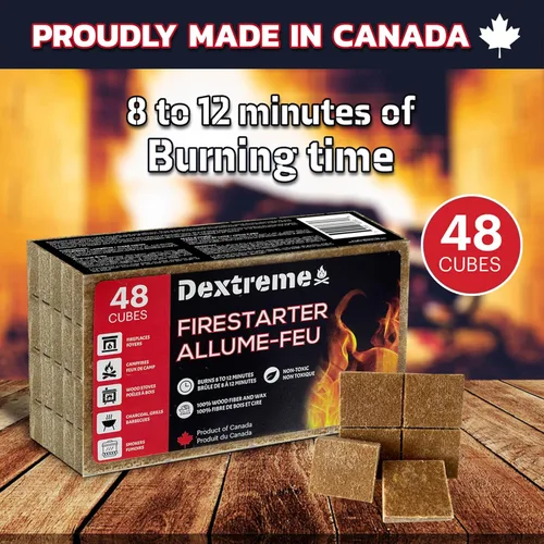 Miniatura 2 de Dextreme Paquete de 144/48 cubos de iniciación de fuego naturales para fogatas, carbón, barbacoa, parrilla, chimenea, estufas de leña, ahumadores