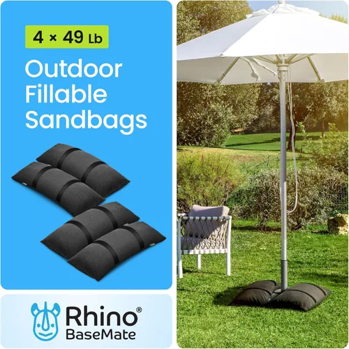 Miniatura 2 de Rhino BaseMate Pesos para Base de Sombrilla Paquete de 4 – Bolsas de Arena Rellenables para Base de Sombrilla y Soporte de Patio Pesos de Sacos