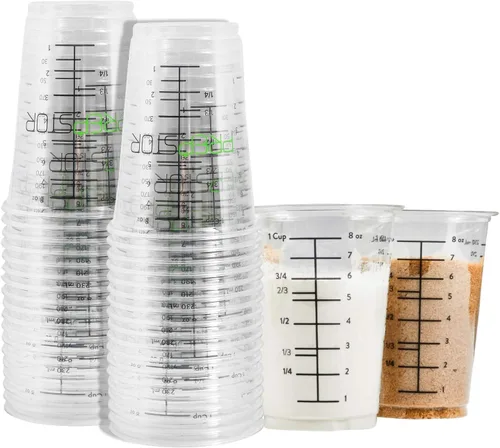 Vasos medidores desechables para resina, paquete de 20 tazas medidoras de plástico transparente de 8 onzas para resina epoxi, manchas, mezcla de