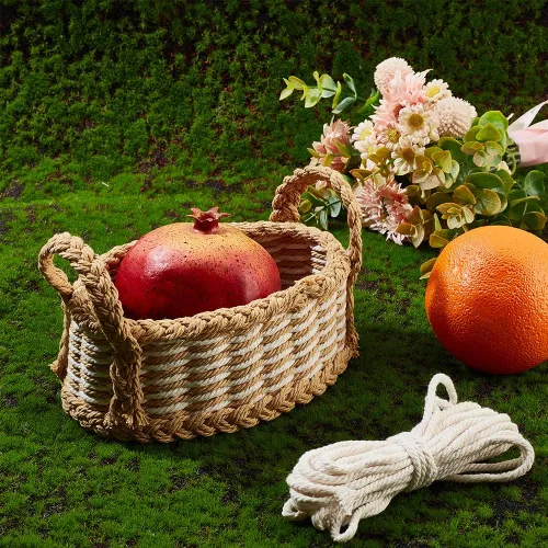 Miniatura 5 de FREEBLOSS Juego de 2 cestas tejidas para bricolaje, kit de tejido de macramé, suministros para hacer cestas, adecuado para proyectos de artes