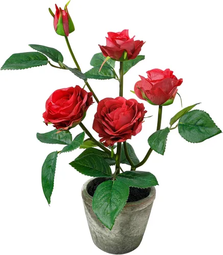 Miniatura 20 de Decoración de rosas artificiales en maceta, mini plantas de imitación para decoración de interiores, rosas falsas para el hogar, baño, cocina